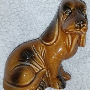 Ceramic Brown Bassett Hound Dog Figurine Made In Brazil